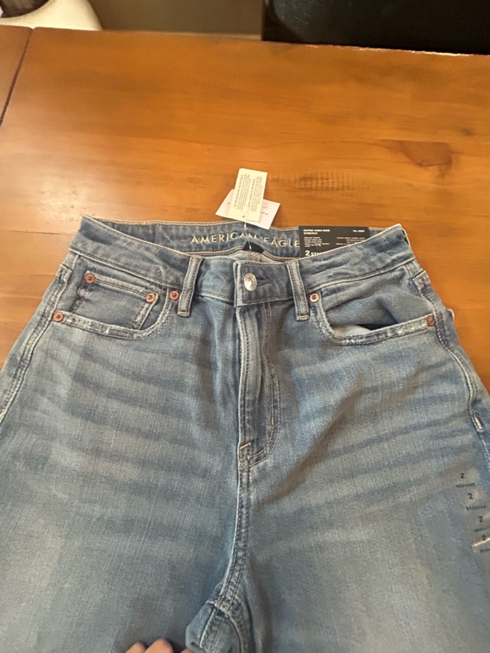 NWT AE Dreamy Drape Stretch Super High-Waisted Baggy Wide-Leg Jean - Picture 7 of 13